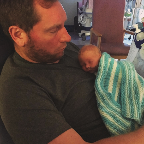dad and baby kangaroo care